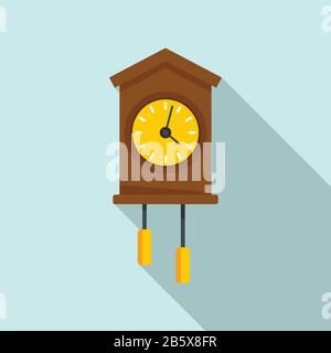 Swiss wall clock icon. Flat illustration of swiss wall clock vector icon for web design Stock Vector