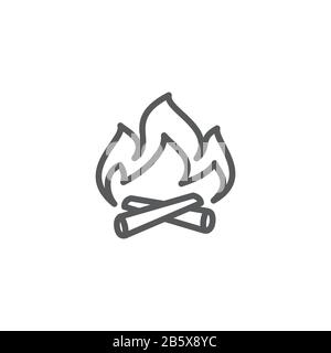 Campfire line icon on white background Stock Vector
