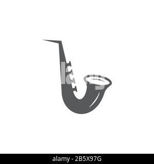 Saxophone icon on white background Stock Vector