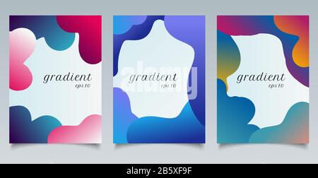 Set of brochure template abstract fluid gradient shape and fun colors pattern background texture. Vector illustration Stock Vector