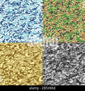 Set of digital seamless camouflage patterns. Vector Illustration Stock Vector