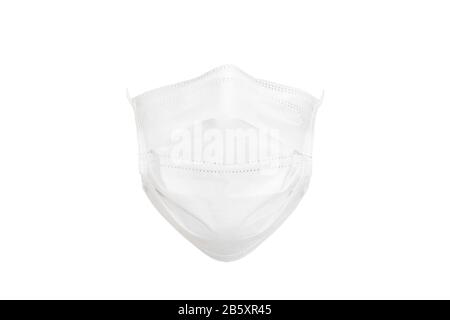 A white medical mask in the form of a mask worn on the face. Protective face mask isolated on white background Stock Photo