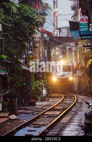 Train Street, Hanoi, Vietnam Stock Photo