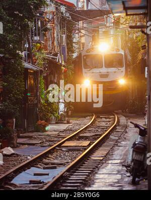 Train Street, Hanoi, Vietnam Stock Photo
