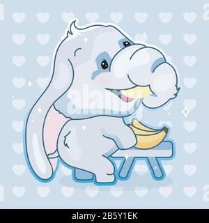 Cute elephants kawaii cartoon vector characters set. Adorable and funny  animal different poses and emotions isolated sticker, patch. Anime baby boy  elephants emoji on blue background, Stock vector