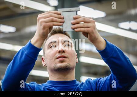 Remscheid, North Rhine-Westphalia, Germany - apprentices in metal professions here at the basic training, vocational training centre of the Remscheid Stock Photo