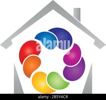 Painter, coloured, painter, house, logo Stock Vector