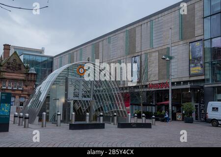 A quiet St. Enoch's Square and Subway Station in Glasgow, Scotland in March 2020 Stock Photo