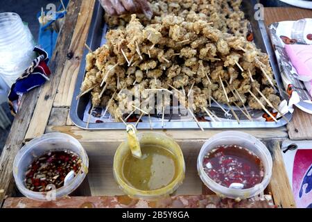 Photo of Filipino local delicacy called butche and bato bato or deep fried chicken esophagus Stock Photo