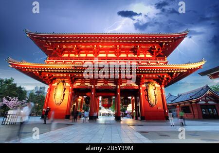 Sensoji-ji Red Japanese Temple in Asakusa, Tokyo, Japan Stock Photo