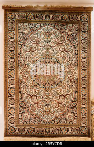 Red Oriental Indian Carpet Texture Background Stock Photo