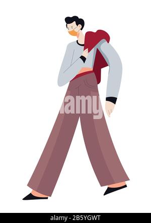 Gas emissions, man wearing protective face mask Stock Vector