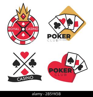 Casino club isolated icons, gambling blub emblems Stock Vector