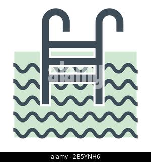 Swimming pool and ladder isolated icon, hotel outdoor services Stock Vector