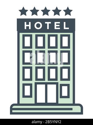 Travel and stay, hotel isolated icon, five star accommodation Stock Vector