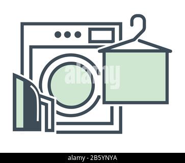 Hotel dry cleaners or laundry service isolated icon Stock Vector
