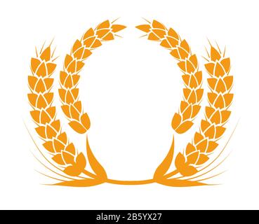 Heraldic symbol of wheat spike, bakery food emblem template Stock Vector