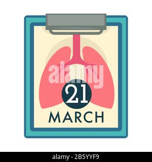 Lungs on notepad isolated icon, world tuberculosis day Stock Vector