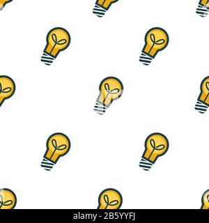 Business idea symbol, light bulbs seamless pattern Stock Vector
