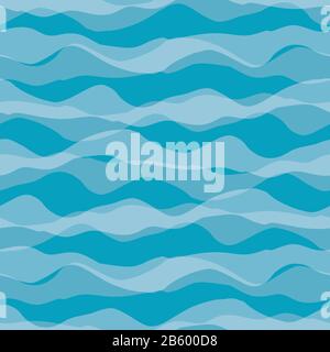 Wavy line seamless vector pattern background. Linear irregular ocean waves backdrop. Hand drawn transparent water reflection style illustration. All Stock Vector
