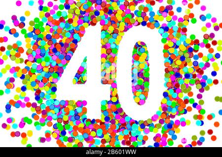 40 from colored confetti. 3D rendering isolated on white background Stock Photo