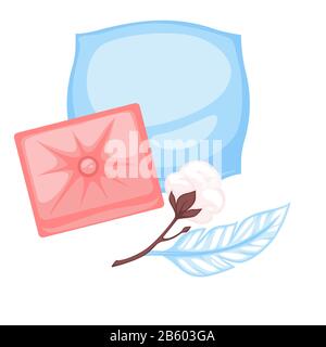 Cotton pillowcases, soft pillows, bedding and living-room decor Stock Vector