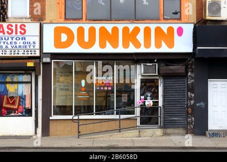 Dunkin', 3705 Germantown Ave, Philadelphia, PA. exterior storefront of a chain store donut shop in Nicetown. Stock Photo