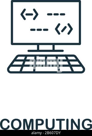 Computing icon from industry 4.0 collection. Simple line element Computing symbol for templates, web design and infographics Stock Vector