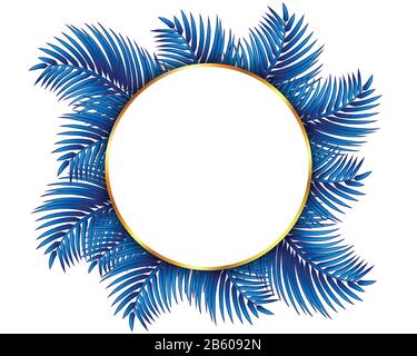 Tropical background with blue palm leafs. Stock Vector