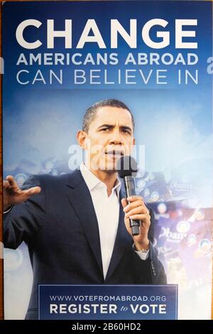 Barack Obama Democratic campaign leaflet front page   'Change Americans Abroad Can Believe in' 2008 USA Presidential Election United States of America Stock Photo