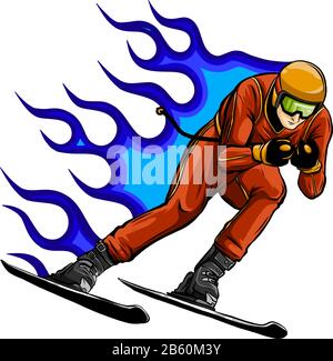 Snowboarder crow on fire vector illustration design Stock Vector