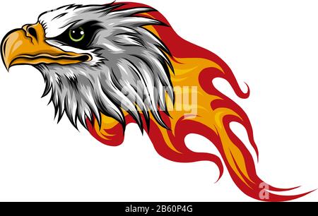 Eagle Head with Flames vector illustration design Stock Vector