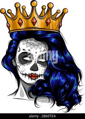 Skull girl with a crown. Vector illustration design Stock Vector