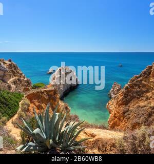 Beautiful sea beach in Portugal. Portugal Algarve Stock Photo