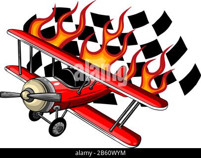 Vector Cartoon Fighter Plane. Twin-engine, variable-sweep wing multirole combat aircraft. Stock Vector