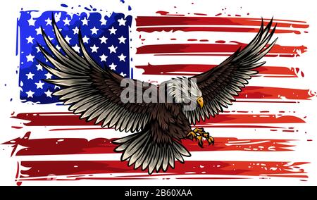 American eagle with USA flags vector illustration Stock Vector