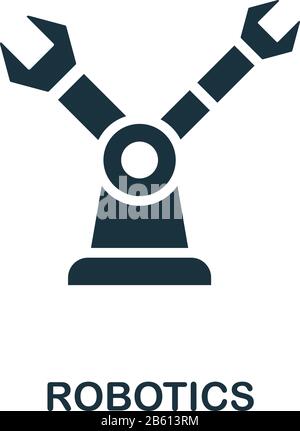 Robotics icon. Simple element from digital disruption collection. Filled Robotics icon for templates, infographics and more Stock Vector