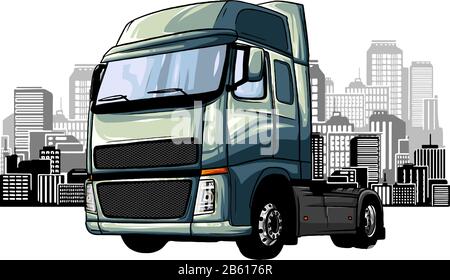 truck transport, delivery. Land, water and air types of transportation. Stock Vector