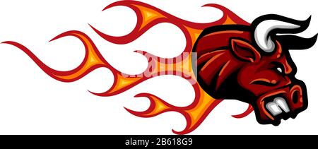 head Bull with flames vector illustration design Stock Vector