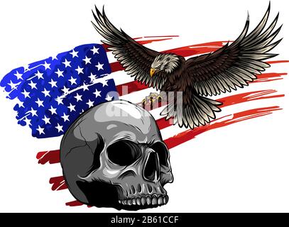 Eagle and Skull vector illustration design art Stock Vector