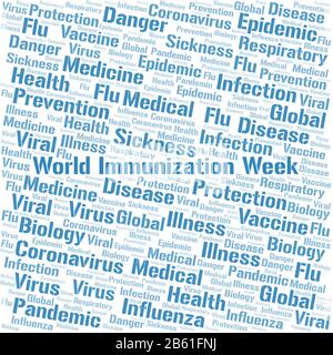 World Immunization Week word cloud on white background. Wordcloud made with text only. Stock Vector