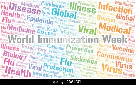 World Immunization Week word cloud on white background. Wordcloud made with text only. Stock Vector