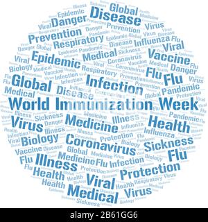 World Immunization Week word cloud on white background. Wordcloud made with text only. Stock Vector