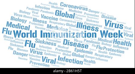 World Immunization Week word cloud on white background. Wordcloud made with text only. Stock Vector