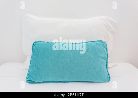 Two pillows on the bed. To sleep. Stock Photo