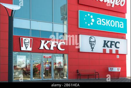 KFC (Kentucky Fried Chicken) fastfood restaurant, facade Stock Photo