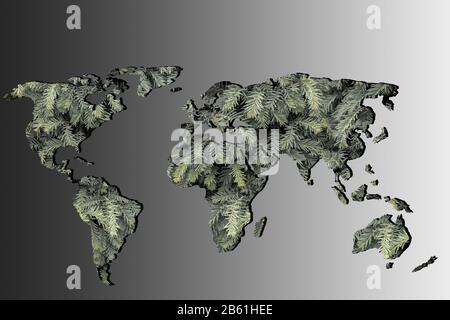 Roughly outlined world map with a gray background Stock Photo