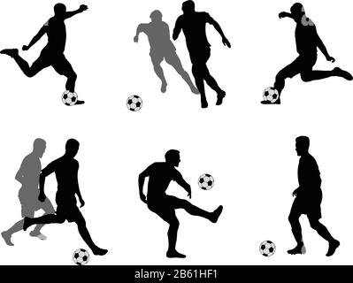 soccer players silhouettes collection - vector Stock Vector