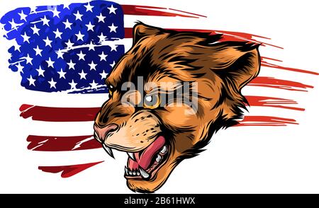 Cougar Panther Mascot Head Vector Graphic art Stock Vector