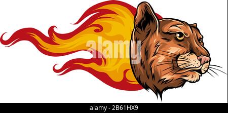 Jaguar Flame Tattoo vector illustration design art Stock Vector